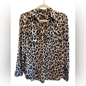 Ann Taylor Animal Print Button-Down Shirt